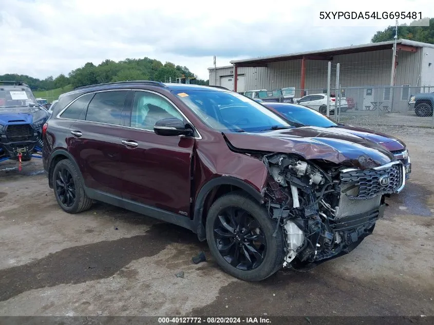 2020 Kia Sorento 3.3L S VIN: 5XYPGDA54LG695481 Lot: 40127772