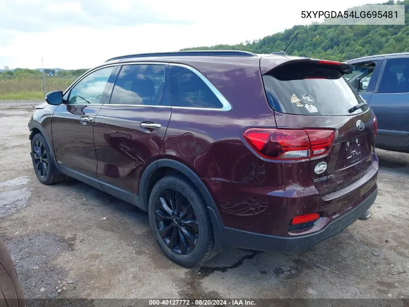 2020 Kia Sorento 3.3L S VIN: 5XYPGDA54LG695481 Lot: 40127772