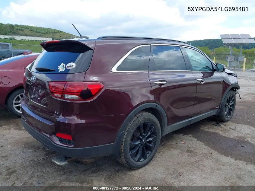 5XYPGDA54LG695481 2020 Kia Sorento 3.3L S