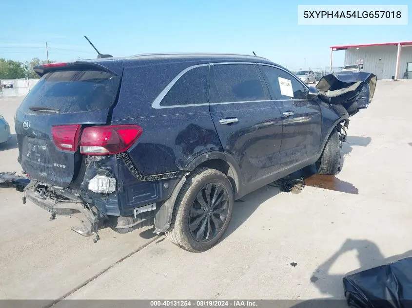 2020 Kia Sorento 3.3L Ex VIN: 5XYPH4A54LG657018 Lot: 40131254