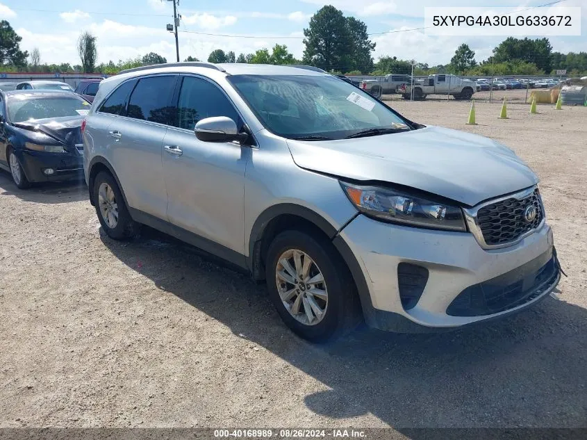 2020 Kia Sorento 2.4L Lx VIN: 5XYPG4A30LG633672 Lot: 40168989