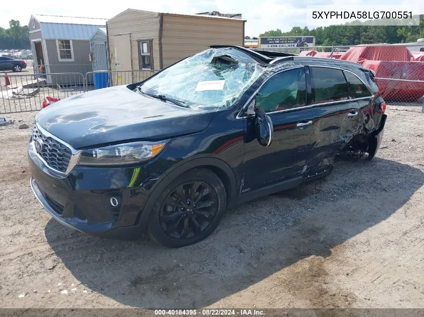 2020 Kia Sorento 3.3L Ex VIN: 5XYPHDA58LG700551 Lot: 40184395