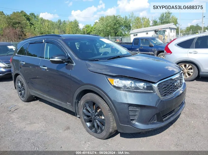 2020 Kia Sorento 3.3L S VIN: 5XYPGDA53LG688375 Lot: 40193274