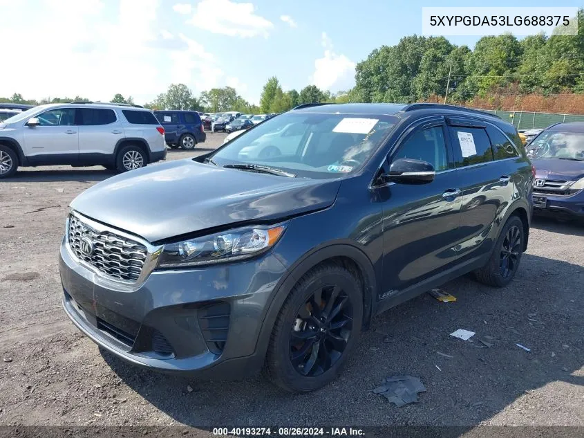 2020 Kia Sorento 3.3L S VIN: 5XYPGDA53LG688375 Lot: 40193274