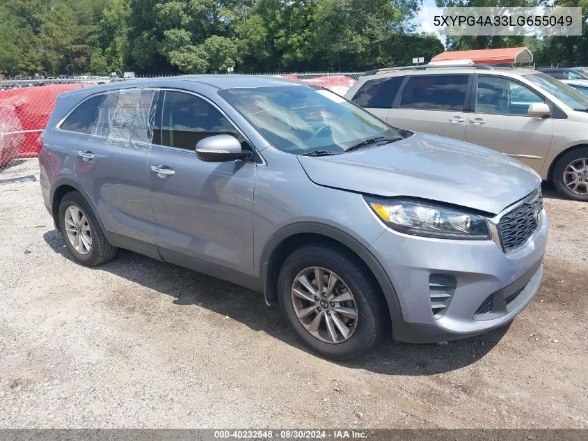 2020 Kia Sorento 2.4L L VIN: 5XYPG4A33LG655049 Lot: 40232548