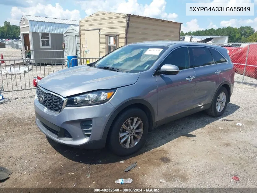 2020 Kia Sorento 2.4L L VIN: 5XYPG4A33LG655049 Lot: 40232548