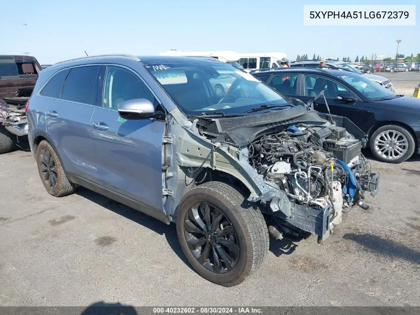 2020 Kia Sorento 3.3L Ex VIN: 5XYPH4A51LG672379 Lot: 40232602