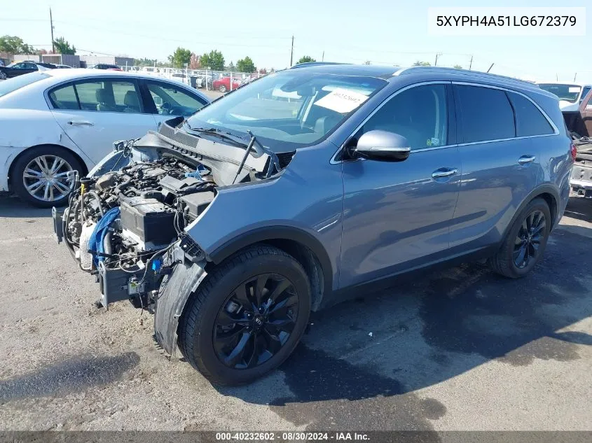 2020 Kia Sorento 3.3L Ex VIN: 5XYPH4A51LG672379 Lot: 40232602