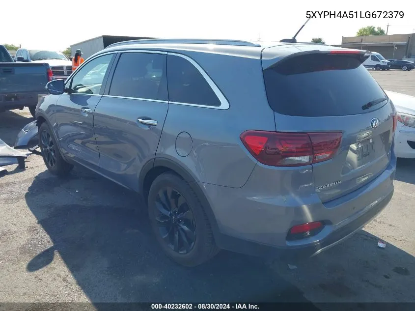 2020 Kia Sorento 3.3L Ex VIN: 5XYPH4A51LG672379 Lot: 40232602