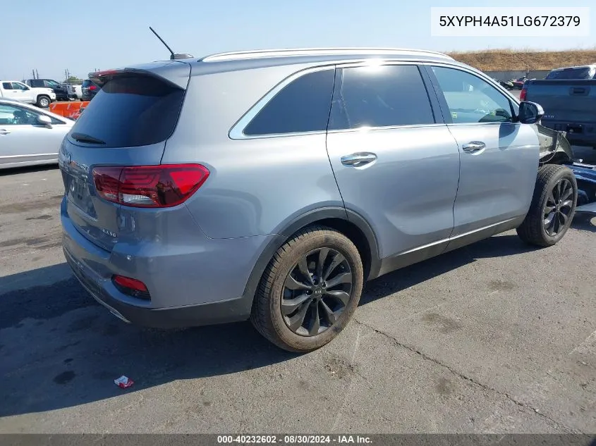 2020 Kia Sorento 3.3L Ex VIN: 5XYPH4A51LG672379 Lot: 40232602