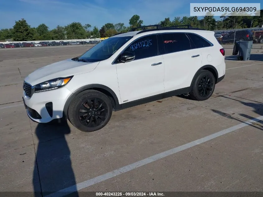 2020 Kia Sorento 3.3L S VIN: 5XYPGDA59LG694309 Lot: 40243225