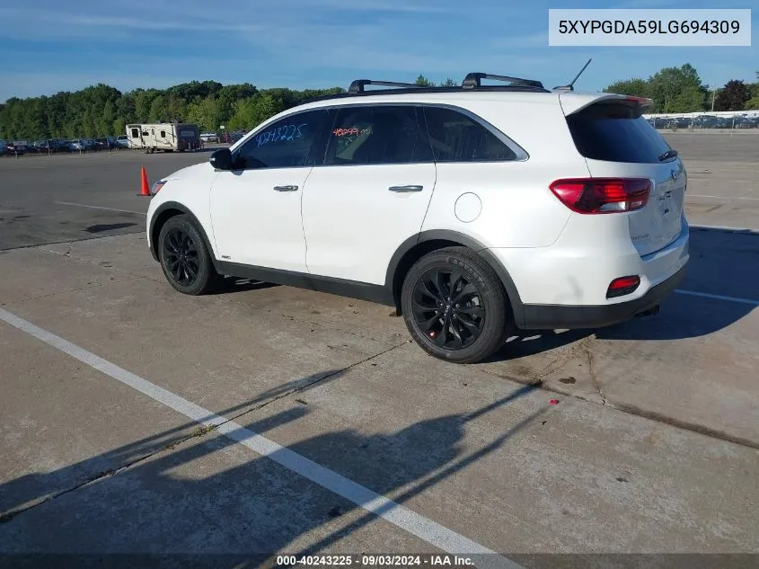 2020 Kia Sorento 3.3L S VIN: 5XYPGDA59LG694309 Lot: 40243225