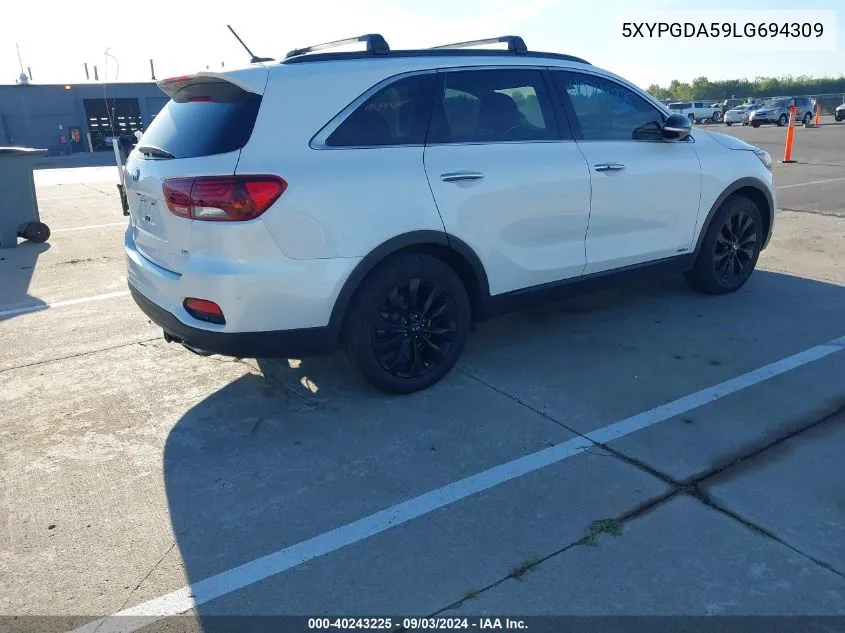 2020 Kia Sorento 3.3L S VIN: 5XYPGDA59LG694309 Lot: 40243225