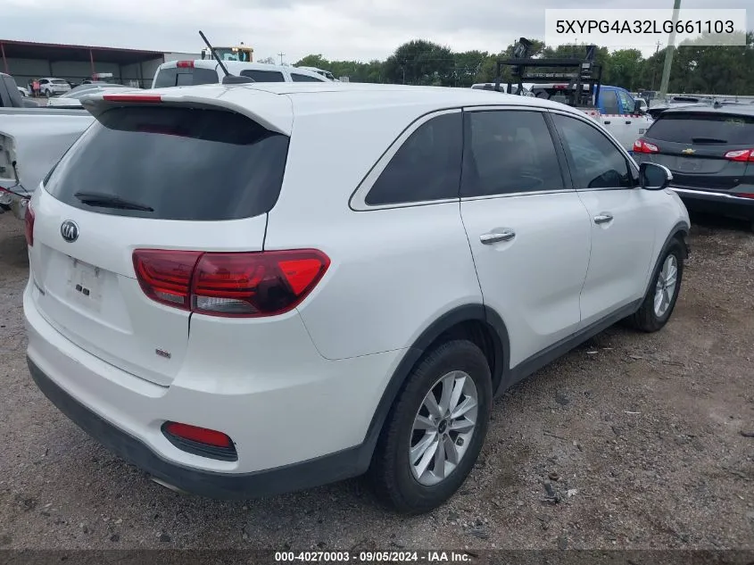 2020 Kia Sorento L/Lx VIN: 5XYPG4A32LG661103 Lot: 40270003