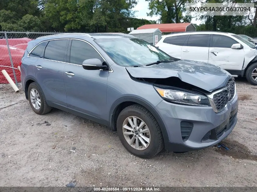 2020 Kia Sorento 2.4L Lx VIN: 5XYPG4A36LG637094 Lot: 40288584