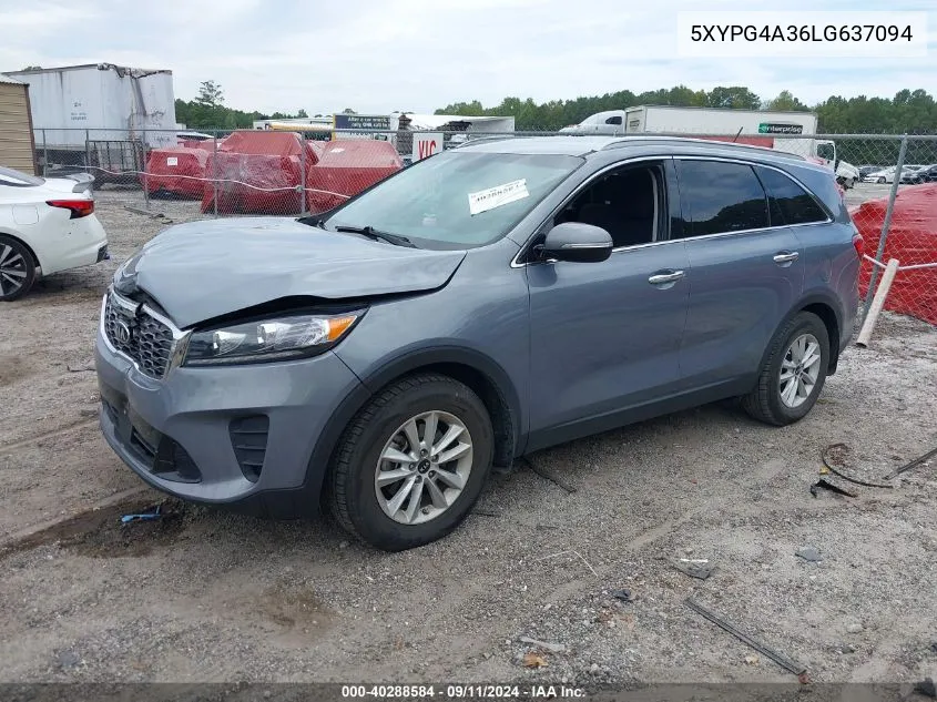 5XYPG4A36LG637094 2020 Kia Sorento 2.4L Lx