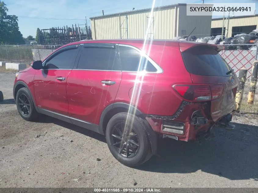 2020 Kia Sorento L/Lx VIN: 5XYPGDA32LG664941 Lot: 40311585