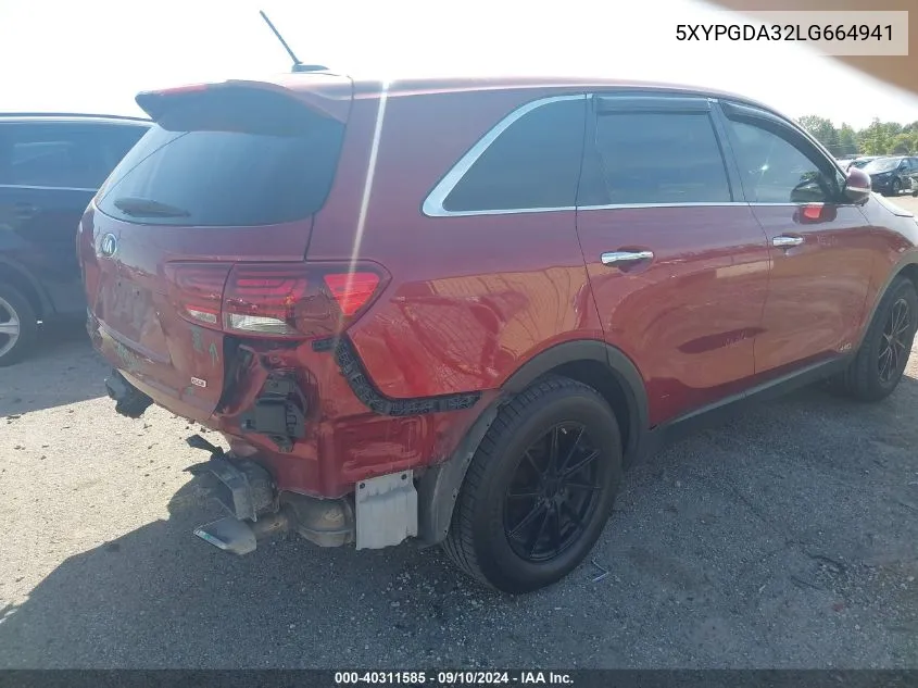 2020 Kia Sorento L/Lx VIN: 5XYPGDA32LG664941 Lot: 40311585