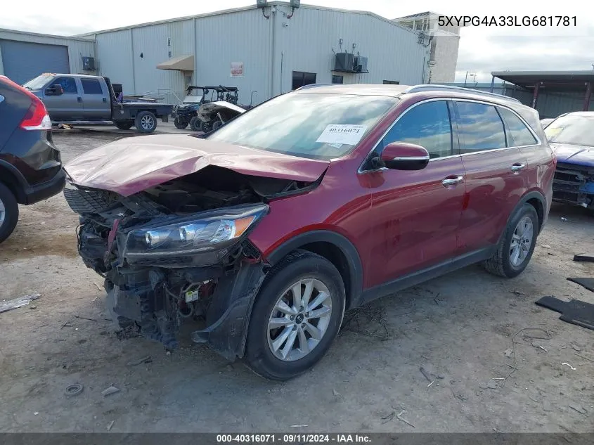 2020 Kia Sorento L/Lx VIN: 5XYPG4A33LG681781 Lot: 40316071