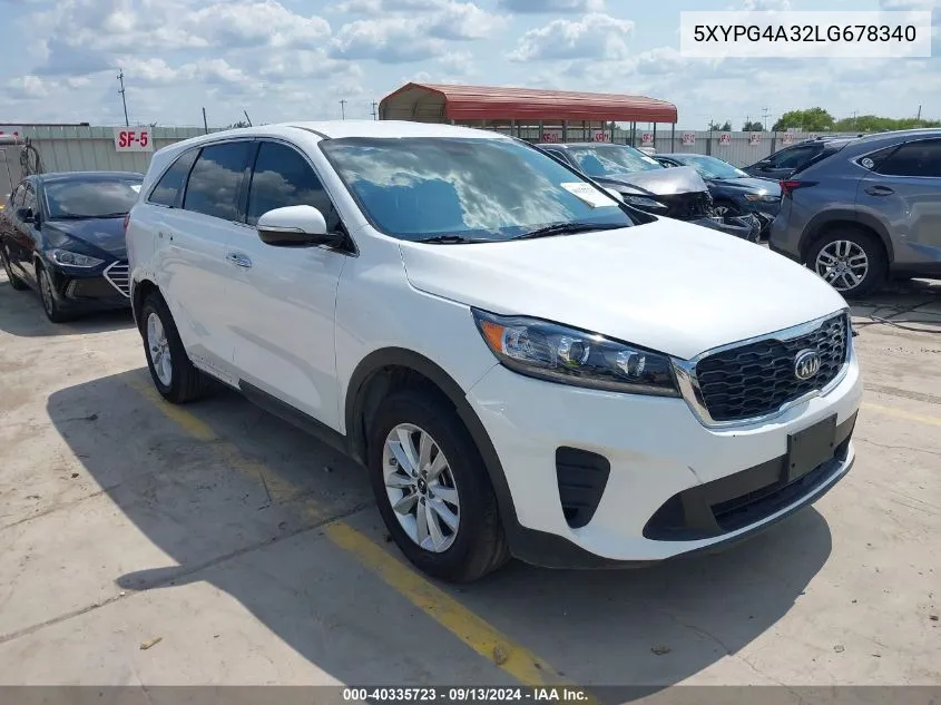 2020 Kia Sorento 2.4L L VIN: 5XYPG4A32LG678340 Lot: 40335723