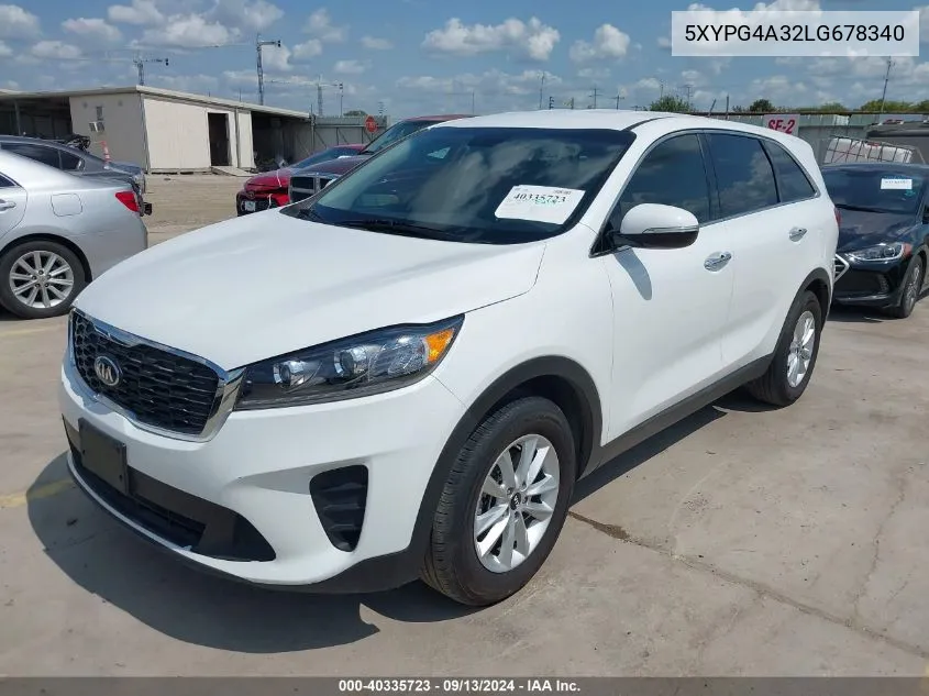 2020 Kia Sorento 2.4L L VIN: 5XYPG4A32LG678340 Lot: 40335723