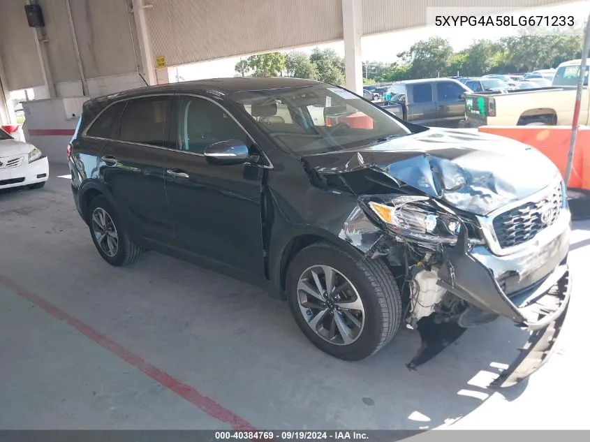 2020 Kia Sorento 3.3L Lx VIN: 5XYPG4A58LG671233 Lot: 40384769