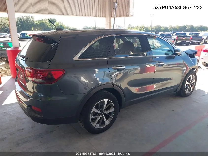 2020 Kia Sorento 3.3L Lx VIN: 5XYPG4A58LG671233 Lot: 40384769