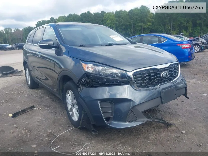 2020 Kia Sorento 2.4L Lx VIN: 5XYPGDA31LG667765 Lot: 40387221