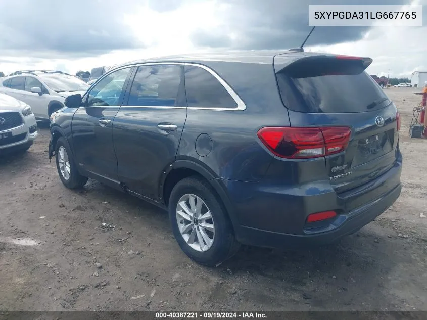 5XYPGDA31LG667765 2020 Kia Sorento 2.4L Lx