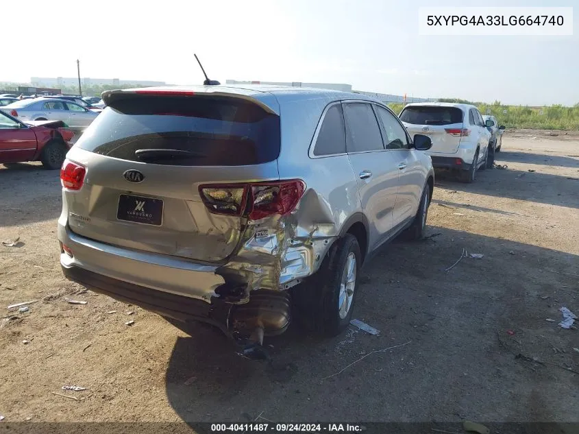 2020 Kia Sorento L/Lx VIN: 5XYPG4A33LG664740 Lot: 40411487