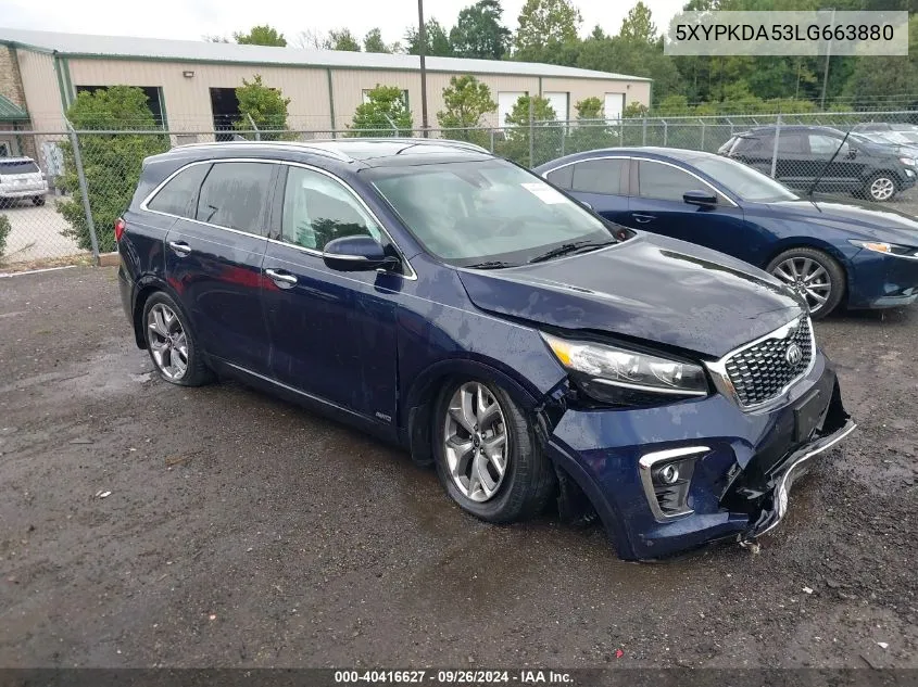 2020 Kia Sorento 3.3L Sx VIN: 5XYPKDA53LG663880 Lot: 40416627