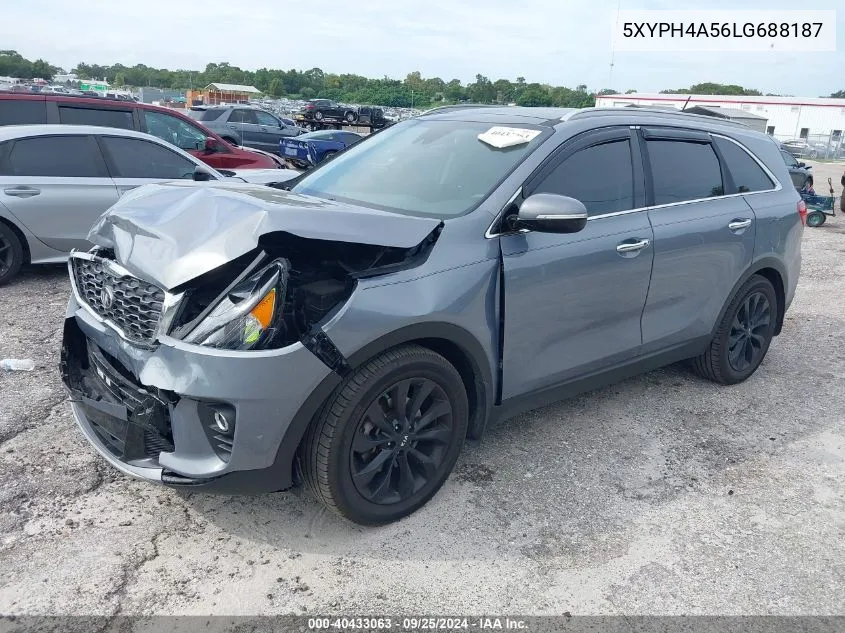 2020 Kia Sorento 3.3L Ex VIN: 5XYPH4A56LG688187 Lot: 40433063