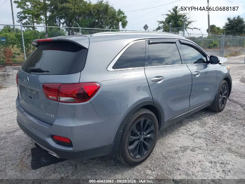 2020 Kia Sorento 3.3L Ex VIN: 5XYPH4A56LG688187 Lot: 40433063