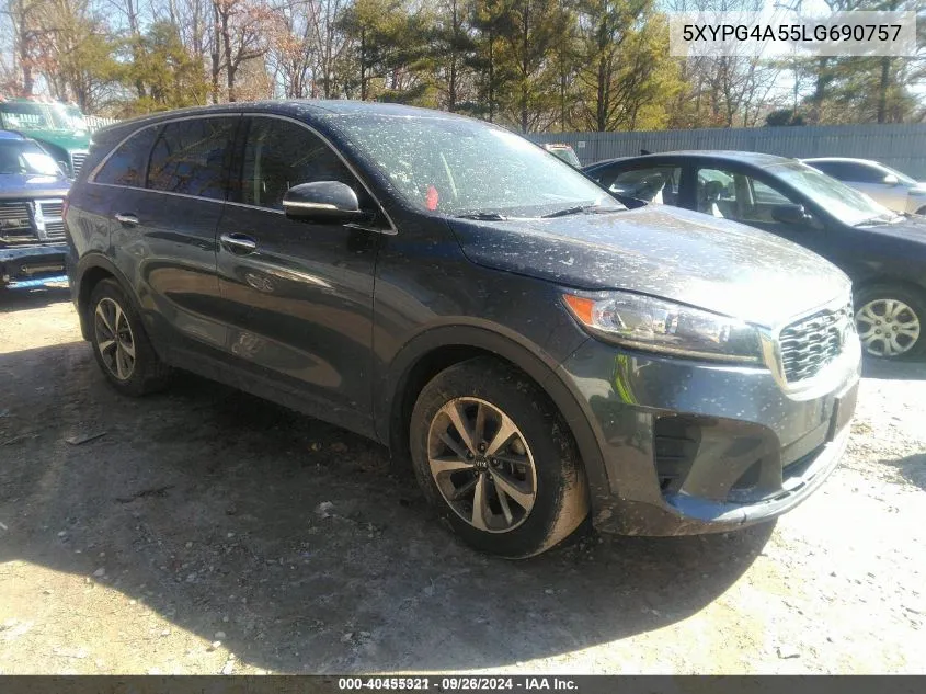 2020 Kia Sorento 3.3L Lx VIN: 5XYPG4A55LG690757 Lot: 40455321