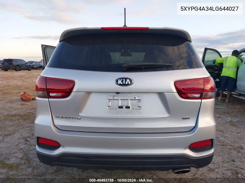 5XYPG4A34LG644027 2020 Kia Sorento 2.4L L