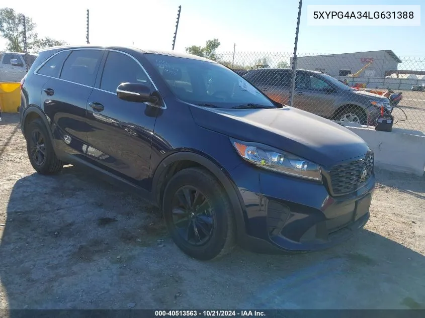 2020 Kia Sorento 2.4L Lx VIN: 5XYPG4A34LG631388 Lot: 40513563