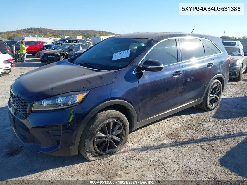 2020 Kia Sorento 2.4L Lx VIN: 5XYPG4A34LG631388 Lot: 40513563