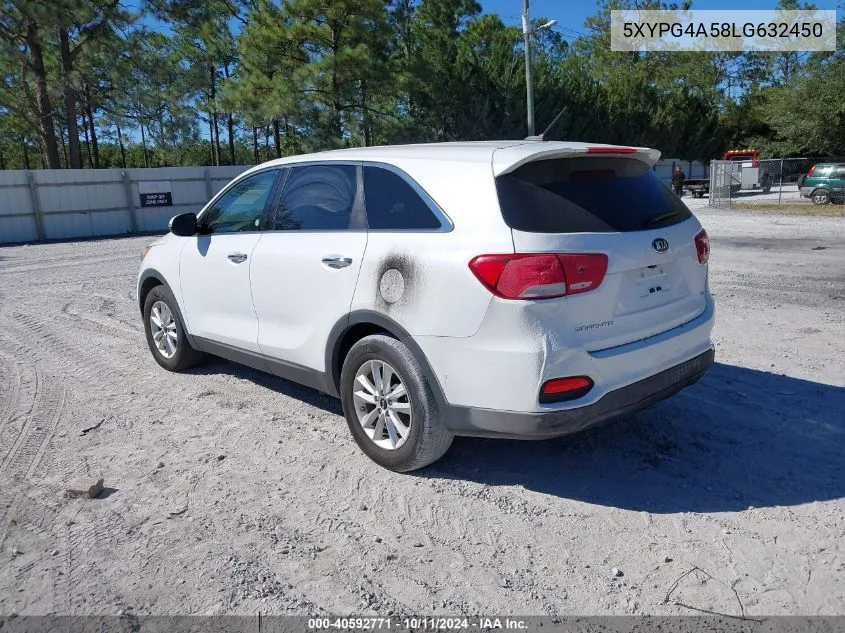 2020 Kia Sorento 3.3L Lx VIN: 5XYPG4A58LG632450 Lot: 40592771