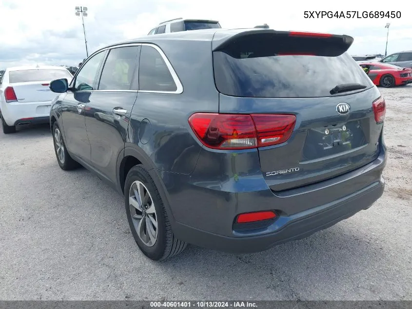 2020 Kia Sorento 3.3L Lx VIN: 5XYPG4A57LG689450 Lot: 40601401