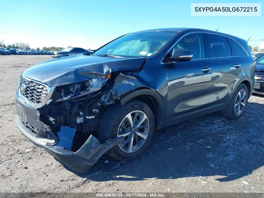 2020 Kia Sorento 3.3L Lx VIN: 5XYPG4A50LG672215 Lot: 40635139