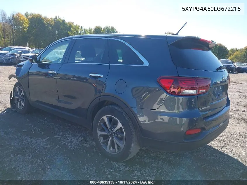 2020 Kia Sorento 3.3L Lx VIN: 5XYPG4A50LG672215 Lot: 40635139