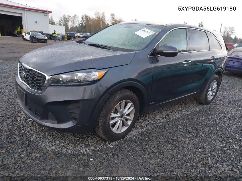 2020 Kia Sorento 3.3L Lx VIN: 5XYPGDA56LG619180 Lot: 40637315