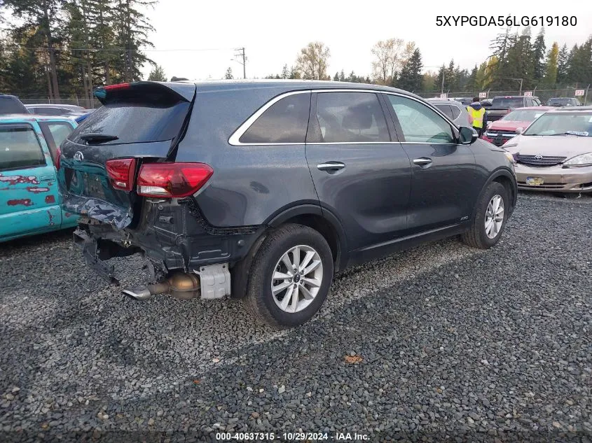 2020 Kia Sorento 3.3L Lx VIN: 5XYPGDA56LG619180 Lot: 40637315