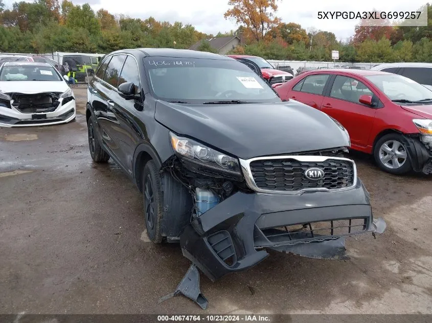 2020 Kia Sorento 2.4L Lx VIN: 5XYPGDA3XLG699257 Lot: 40674764