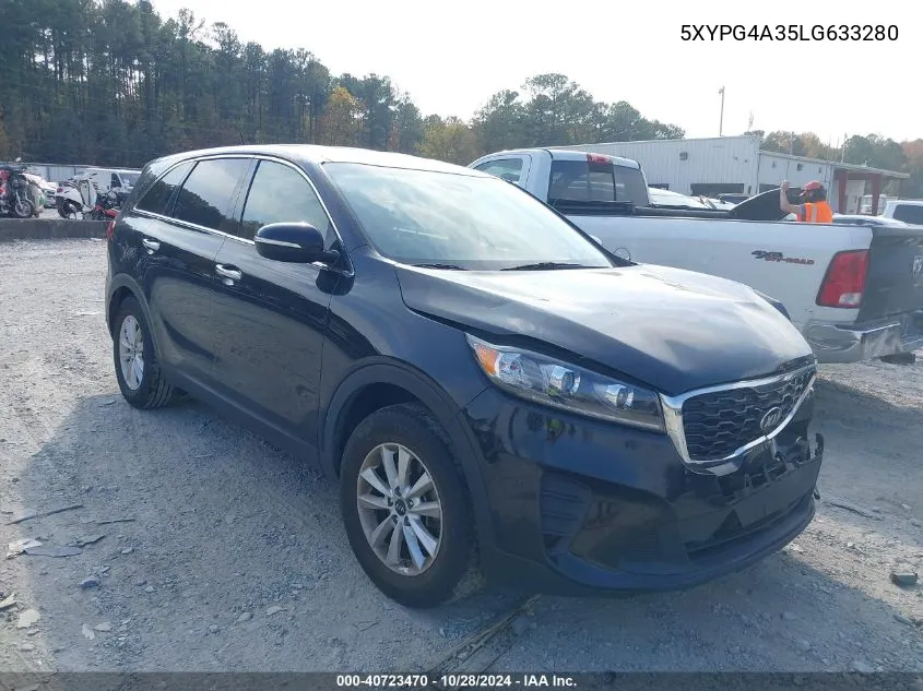 2020 Kia Sorento 2.4L L VIN: 5XYPG4A35LG633280 Lot: 40723470