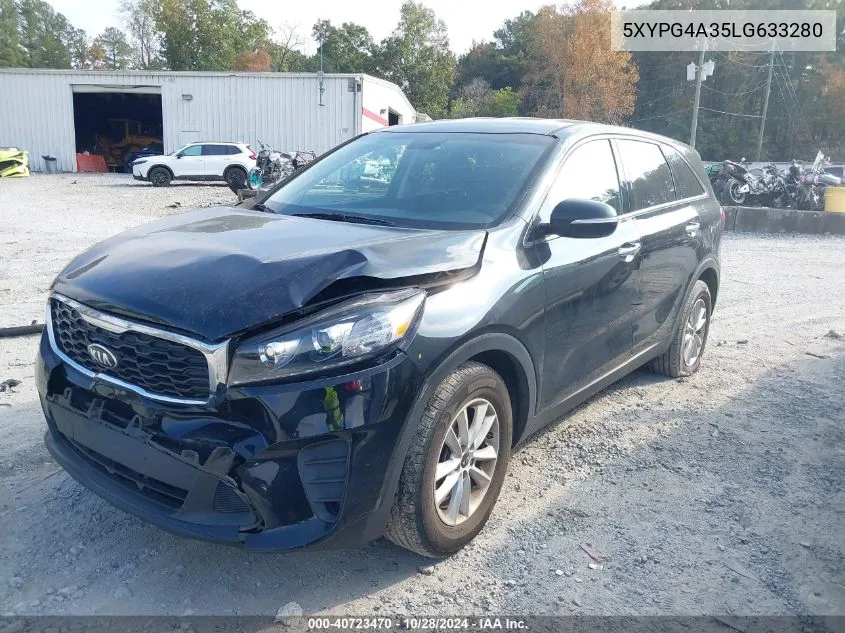 2020 Kia Sorento 2.4L L VIN: 5XYPG4A35LG633280 Lot: 40723470