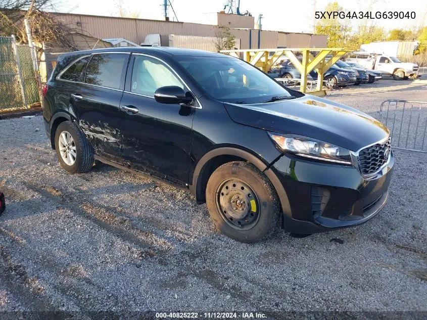 2020 Kia Sorento 2.4L Lx VIN: 5XYPG4A34LG639040 Lot: 40825222