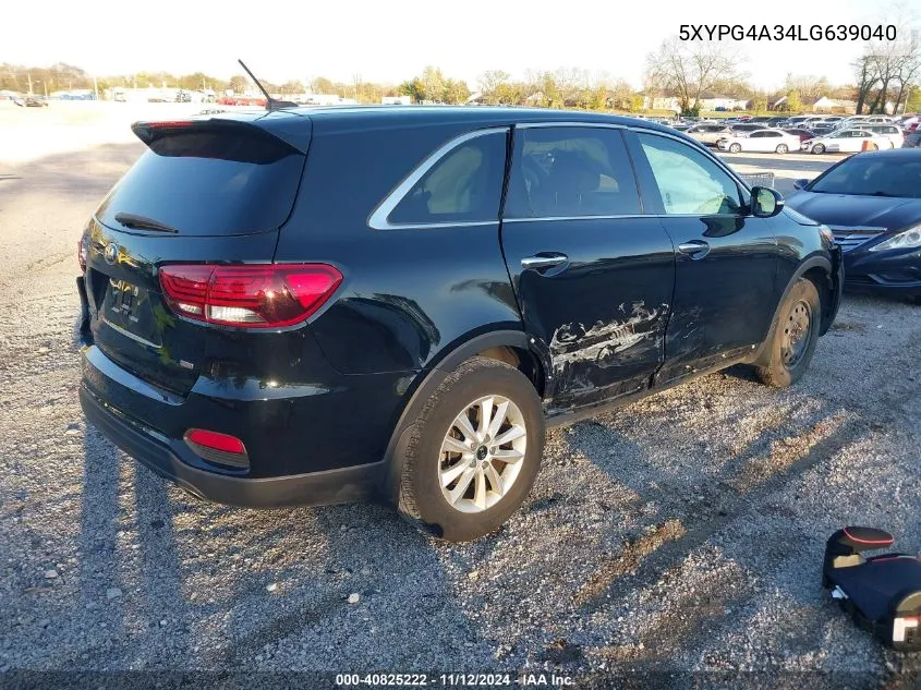 2020 Kia Sorento 2.4L Lx VIN: 5XYPG4A34LG639040 Lot: 40825222