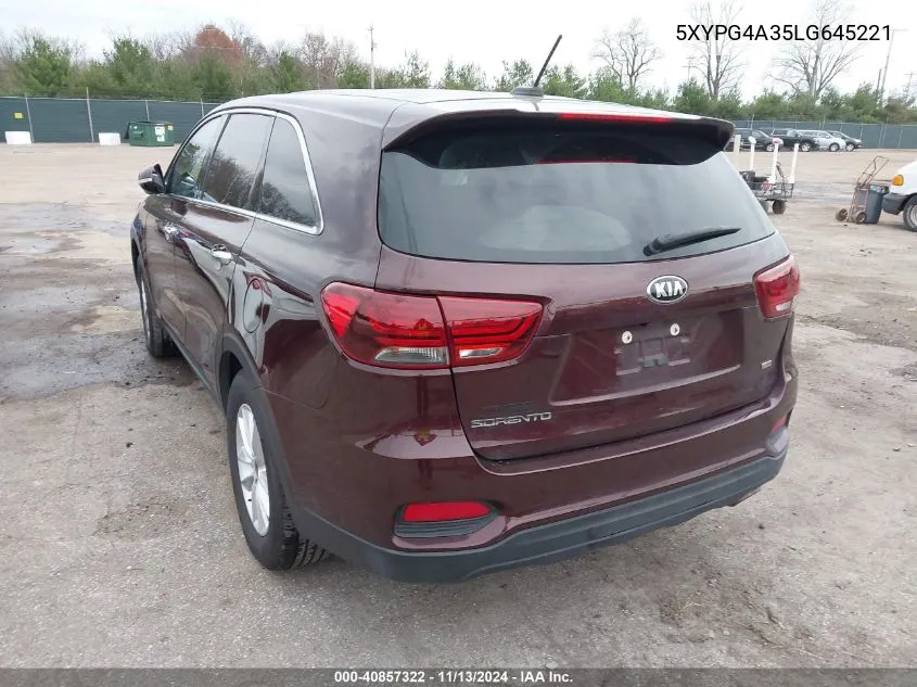 2020 Kia Sorento 2.4L Lx VIN: 5XYPG4A35LG645221 Lot: 40857322