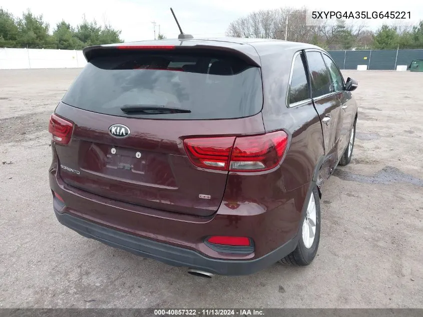 2020 Kia Sorento 2.4L Lx VIN: 5XYPG4A35LG645221 Lot: 40857322